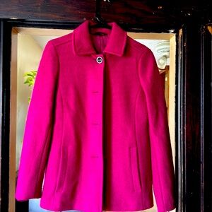 Lands End Wool Blend Mid Length Coat Jacket